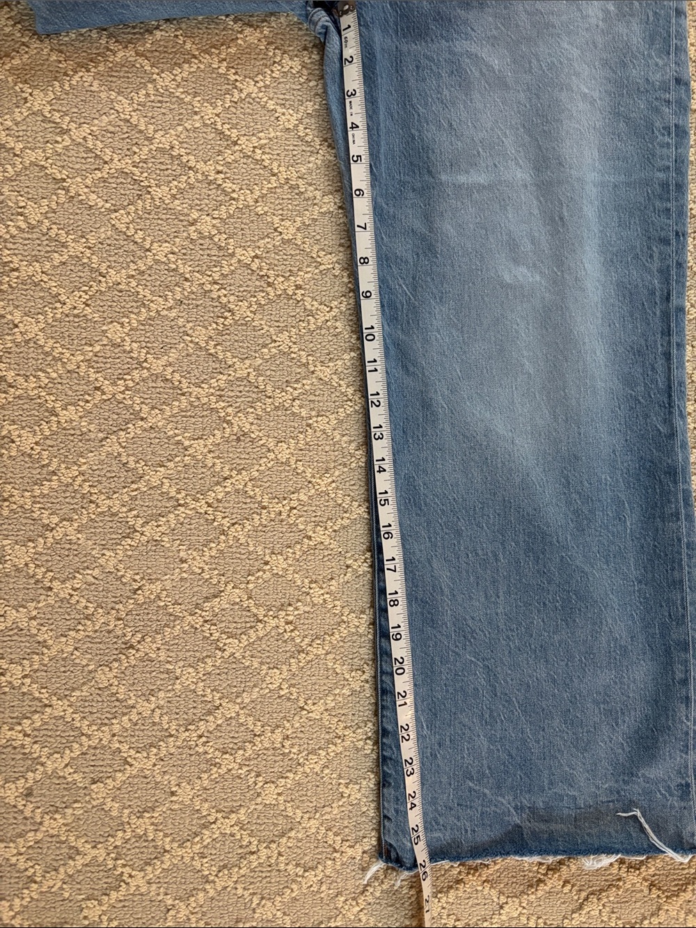 J. Crew Factory Light Blue Wide-Leg Jeans with Raw Hem - Picture 7 of 11